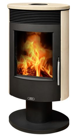 Печь-камин ABX Tartu 5 поворотный, черная сталь, мокка крем с верхней плитой в Абакане